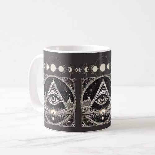 Mystical All_Seeing Eye Lunar Phases Coffee Mug