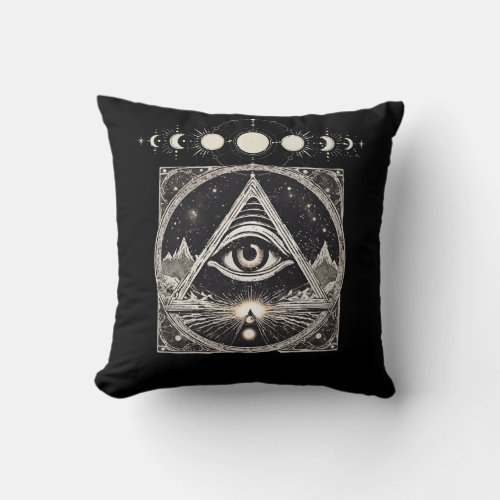 Mystical All_Seeing Eye Lunar Phases Customizable Throw Pillow