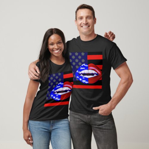 Mystical American Lips Flag 4th of July T_shirt
