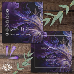 Mystical Amethyst Chakras Reiki Meditation Yoga Square Business Card
