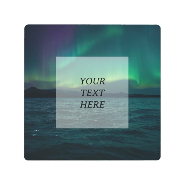 Mystical Arctic Sky – Editable Text Box for Your W Metal Print (Front)