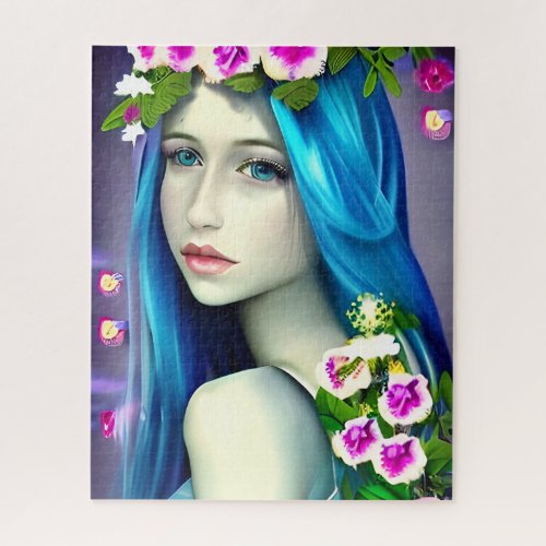 Mystical Art  Beautiful Blue Fairy  Jigsaw Puzzle