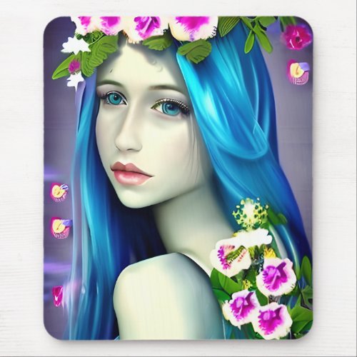 Mystical Art  Beautiful Blue Fairy  Mouse Pad