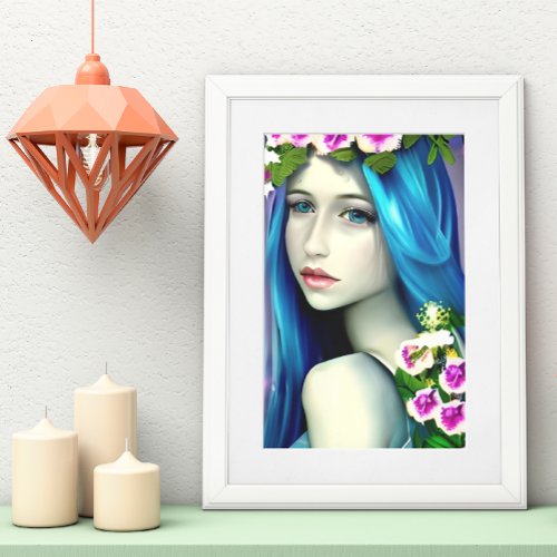 Mystical Art  Beautiful Blue Fairy  Poster