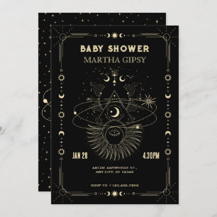 Mystical art moon celestial Baby shower Invitation