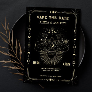 Mystical art moon celestial wedding save the date