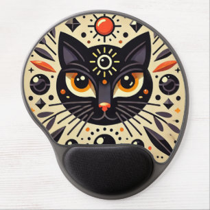 Mystical Artwork of a Black Cat  Gel Mouse Pad