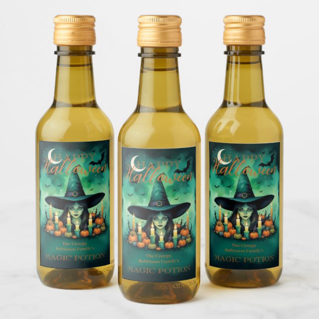 Mystical & Attractive Halloween Witch Conjures  Wine Label (Bottles)