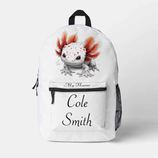 "Mystical Axolotl" Personalized Backpack (Front)