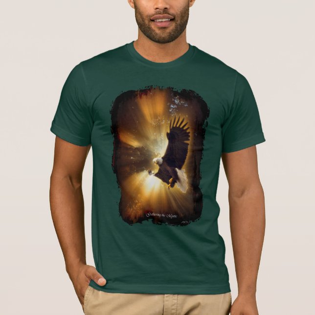 Mystical Bald Eagle & Rays of Sunlight Fantasy Art T-Shirt (Front)