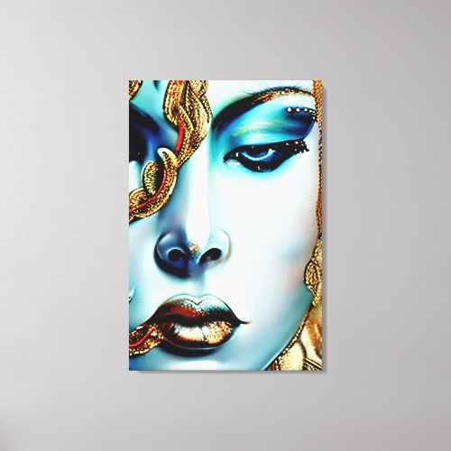 Mystical Beauty Golden Goddess Ai Art Canvas Print