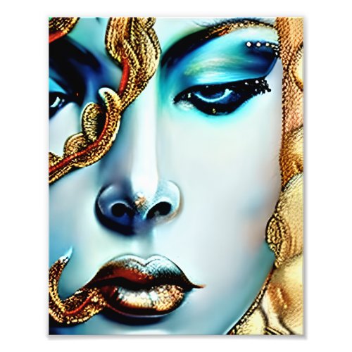 Mystical Beauty Golden Goddess Ai Art Photo Print