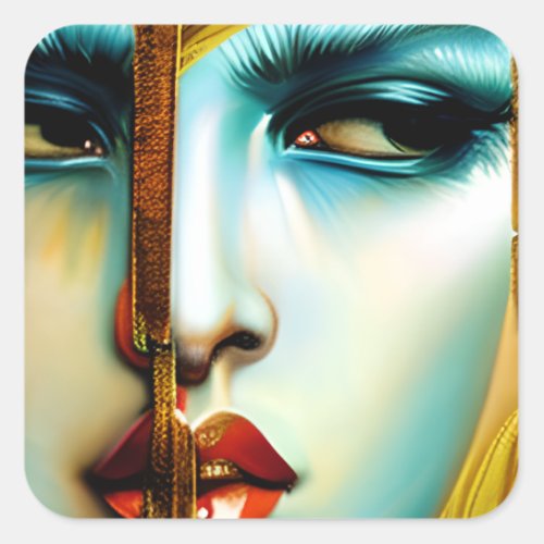 Mystical Beauty Golden Goddess   Square Sticker