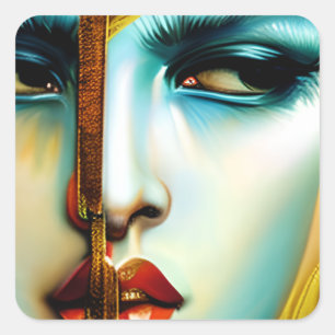 Mystical Beauty Golden Goddess Square Sticker