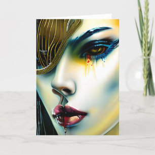 Mystical Beauty Golden Vampire Goddess   Holiday Card