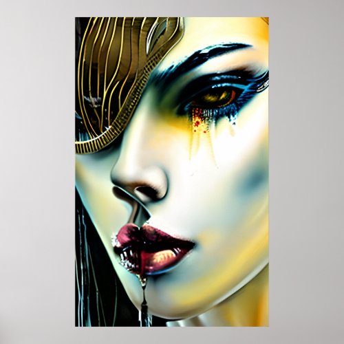 Mystical Beauty Golden Vampire Goddess   Poster