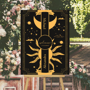 Mystical Black and Gold Sun Moon Wedding Foam Board