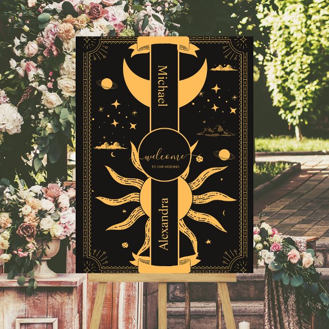  Mystical Black and Gold Sun Moon Wedding Foam Board (Creator Uploaded)