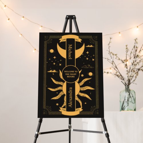  Mystical Black and Gold Sun Moon Wedding Foam Board