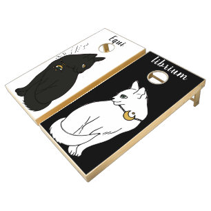Mystical Black and White Cat Cornhole Set
