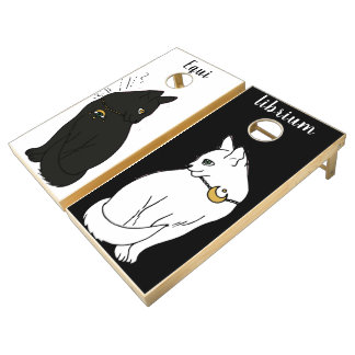 Mystical Black and White Cat Cornhole Set