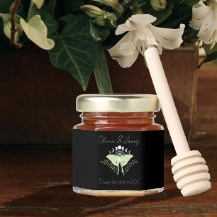 Mystical Black Boho Luna Moth Moon Phases Honey Jar Favors