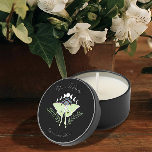 Mystical Black Boho Luna Moth Moon Phases Mini Candle Favors