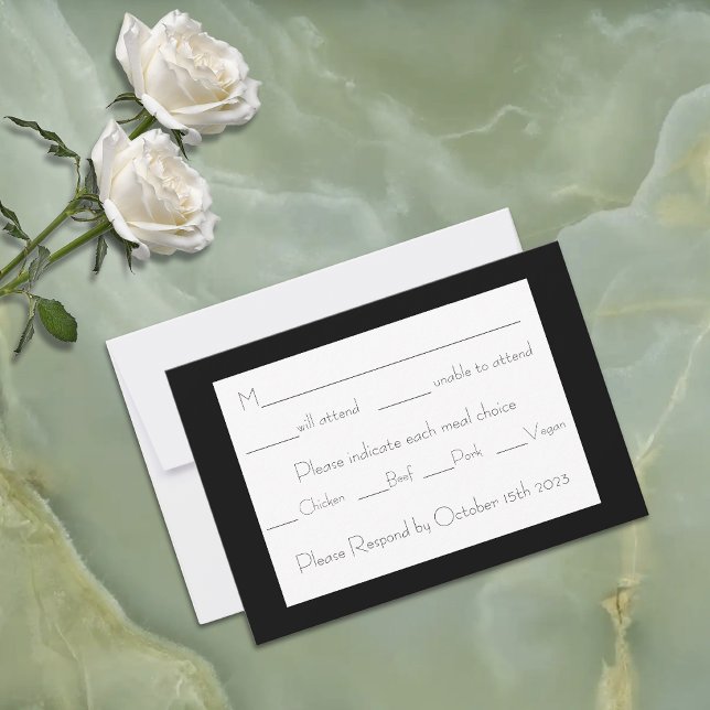 Mystical Black Boho Luna Moth Moon Phases  RSVP Card (Creator Uploaded)