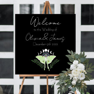 Mystical Black Boho Luna Moth Moon Phases Sign