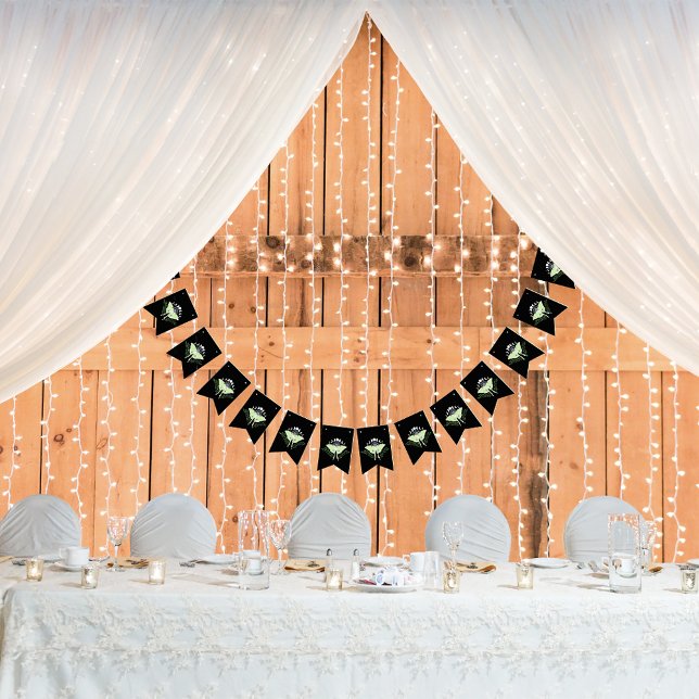 Mystical Black Boho Luna Moth Moon Phases Wedding Bunting Flags (Creator Uploaded)