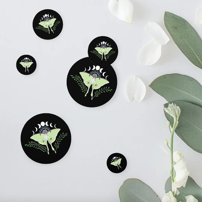 Mystical Black Boho Luna Moth Moon Phases Wedding Confetti (Creator Uploaded)