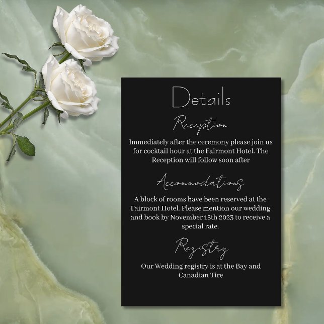 Mystical Black Boho Luna Moth Moon Phases Wedding Enclosure Card (Creator Uploaded)