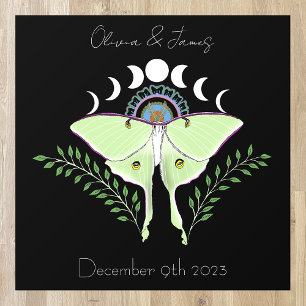 Mystical Black Boho Luna Moth Moon Phases Wedding Floor Decals