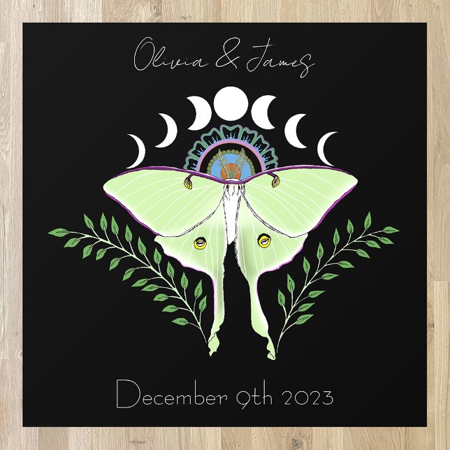 Mystical Black Boho Luna Moth Moon Phases Wedding Floor Decals (Creator Uploaded)
