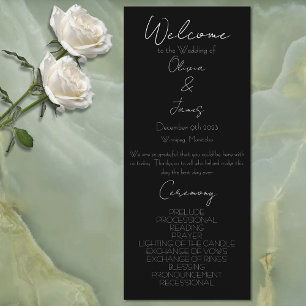 Mystical Black Boho Luna Moth Moon Phases Wedding Program