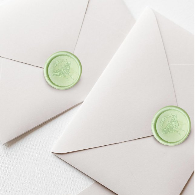 Mystical Black Boho Luna Moth Moon Phases Wedding Wax Seal Sticker (Creator Uploaded)