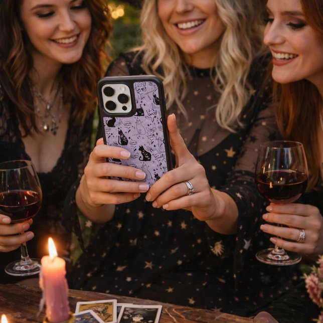 Mystical Black Cat and Butterfly Pattern | Witchy iPhone 15 Pro Max Case (Creator Uploaded)