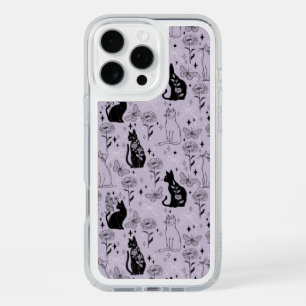 Mystical Black Cat and Butterfly Pattern Witchy iPhone 16 Pro Max Case