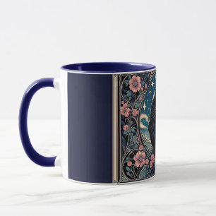 Mystical Black Cat Art Nouveau Mug