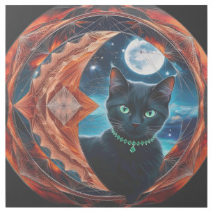 Mystical Black Cat Celestial Mandala Gallery Wrap