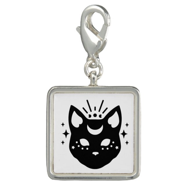 Mystical Black Cat  Charm (Front)