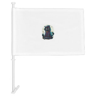 Mystical Black Cat Halloween Tank Top Car Flag