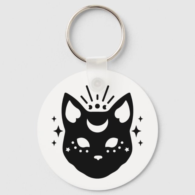Mystical Black Cat  Keychain (Front)