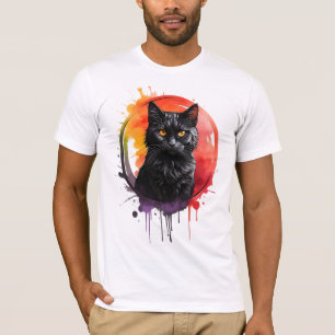 Mystical Black Cat Watercolor Bold and Artistic T-Shirt