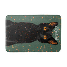 Mystical Black Cat with Orange Eyes and Glitter