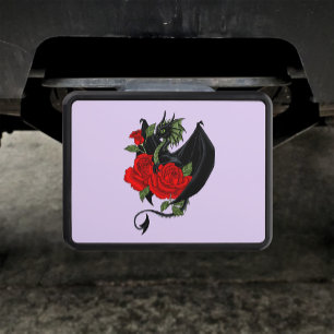 Mystical Black Dragon Red Roses Lavender Gothic Hitch Cover