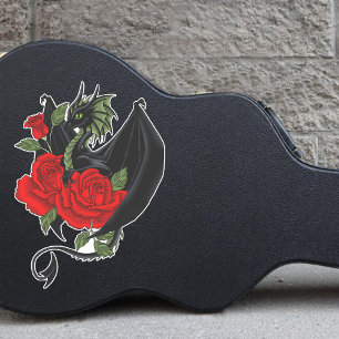 Mystical Black Dragon Red Roses Lavender Gothic Sticker