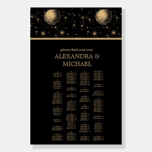 Mystical Black Gold Celestial Galaxy Wedding Foam Board