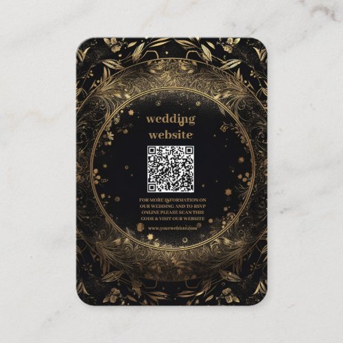 Mystical Black Gold Celestial Stars Wedding  Enclosure Card