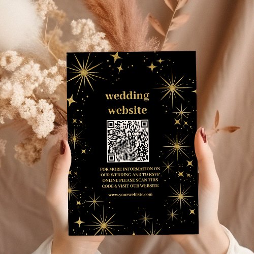 Mystical Black Gold Celestial Stars Wedding  Enclosure Card